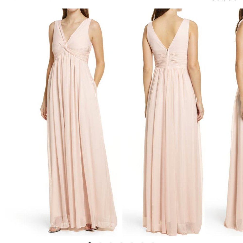 Birdy Grey Lianna Empire Waist Sleeveless Gown in Rose Quartz XS